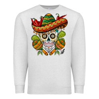 Oatmeal Heather sombrero skull Premium Sweatshirt - BarkalooDesign