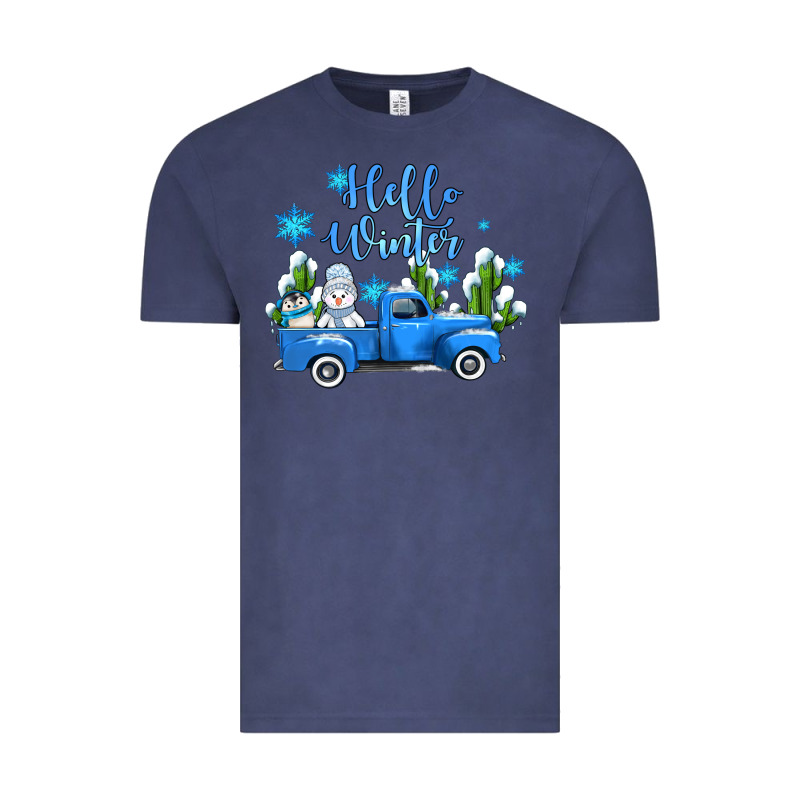 Hello Winter With Sniwman And  Truck Vintage Tee by AdoDesignShop | Teevron