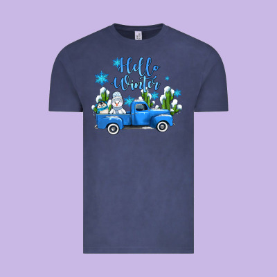 Hello Winter With Sniwman And  Truck Vintage Tee Designed By Adodesignshop