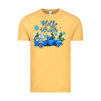 Vintage Mustard hello winter with sniwman and  truck Vintage Tee - AdoDesignShop