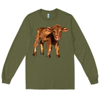 Army Green red angus calf Long Sleeve Tee - LillyAllenDesigns