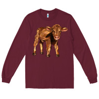 Burgundy red angus calf Long Sleeve Tee - LillyAllenDesigns