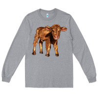 Heather Grey red angus calf Long Sleeve Tee - LillyAllenDesigns