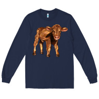 Navy red angus calf Long Sleeve Tee - LillyAllenDesigns