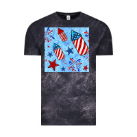 Cloud Black 4th of july firecracker and star seamless  pattern Vintage Tee - BundleAndBundleShop