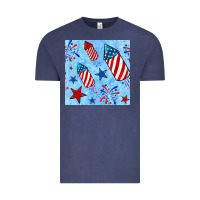 Vintage Denim 4th of july firecracker and star seamless  pattern Vintage Tee - BundleAndBundleShop