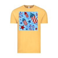 Vintage Mustard 4th of july firecracker and star seamless  pattern Vintage Tee - BundleAndBundleShop