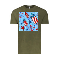 Vintage Olive 4th of july firecracker and star seamless  pattern Vintage Tee - BundleAndBundleShop