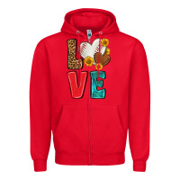 Red western love baseball Zipper Hoodie - NancyCooperArtShop