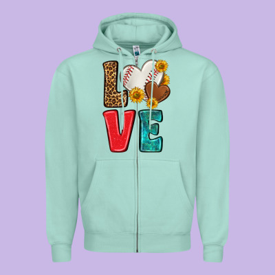 Western Love Baseball Zipper Hoodie Designed By Nancycooperartshop