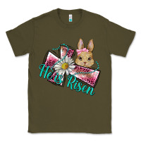 Army Green he is risen cross rabbit Classic Tee - BarkalooDesign