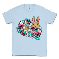 Dusty Blue he is risen cross rabbit Classic Tee - BarkalooDesign