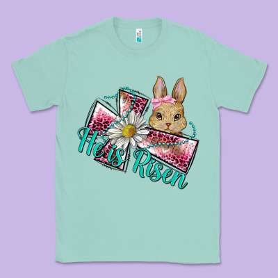 He Is Risen Cross Rabbit Classic Tee Designed By Barkaloodesign