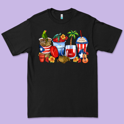 Puerto Rico Coffee Cups Premium Tee Designed By Zillion Design Studio