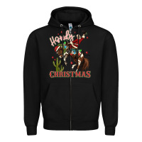 Black howdy christmas cowboy santa Zipper Hoodie - MaliasSmallBusiness