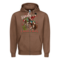 Chestnut howdy christmas cowboy santa Zipper Hoodie - MaliasSmallBusiness