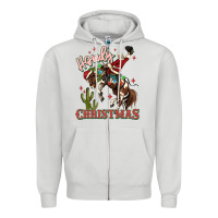 Dove Grey howdy christmas cowboy santa Zipper Hoodie - MaliasSmallBusiness
