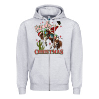 Heather Grey howdy christmas cowboy santa Zipper Hoodie - MaliasSmallBusiness