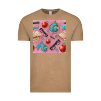 Vintage Coffee Teacher Seamless Pattern Vintage Tee - BundleAndBundleShop
