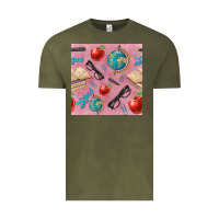 Vintage Olive Teacher Seamless Pattern Vintage Tee - BundleAndBundleShop