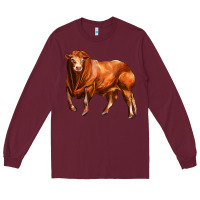 Burgundy red angus bull Long Sleeve Tee - LillyAllenDesigns