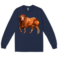 Navy red angus bull Long Sleeve Tee - LillyAllenDesigns