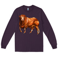 Plum red angus bull Long Sleeve Tee - LillyAllenDesigns