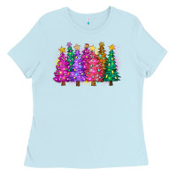 Baby Blue christmas trees and lights Ladies Tee - Zillion Design Studio