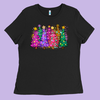 Christmas Trees And Lights Ladies Tee Designed By Zillion Design Studio