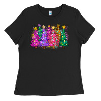 Black christmas trees and lights Ladies Tee - Zillion Design Studio