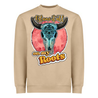 Blame It All On My Roots Bull Skull Black Heavyweight Sweatshirt | Teevron