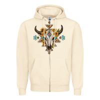 Sandshell bull skull with aztec sunflower leopard Zipper Hoodie - MaliasSmallBusiness