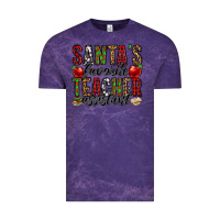 Cloud Purple santa's favorite teacher assistant Vintage Tee - Jasminsmagicworld