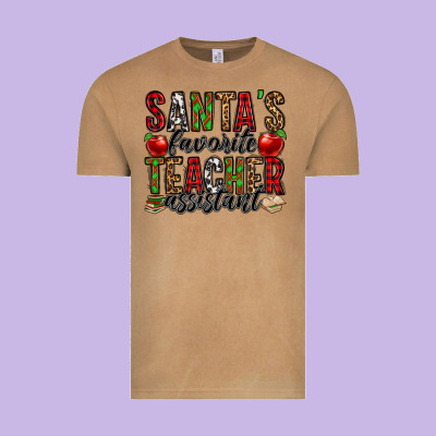 Santa's Favorite Teacher Assistant Vintage Tee Designed By Jasminsmagicworld