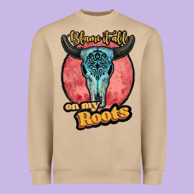 Blame It All On My Roots White Heavyweight Sweatshirt Designed By Jahusdesignshop