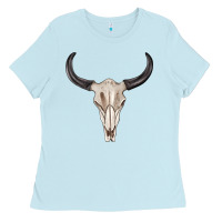 Baby Blue western bull skull tbw Ladies Tee - texasbilliewilder