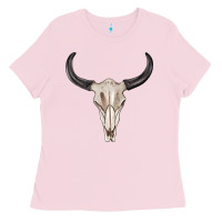 Bubblegum Pink western bull skull tbw Ladies Tee - texasbilliewilder