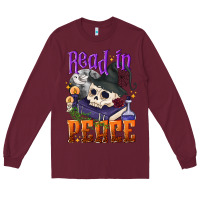 Burgundy Read in peace Halloween Long Sleeve Tee - NancyCooperArtShop