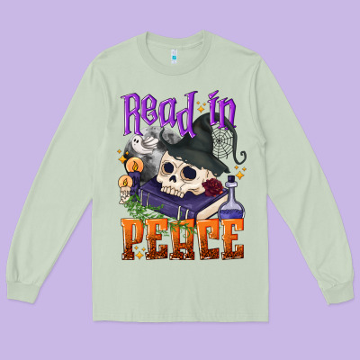 Read In Peace Halloween Long Sleeve Tee Designed By Nancycooperartshop