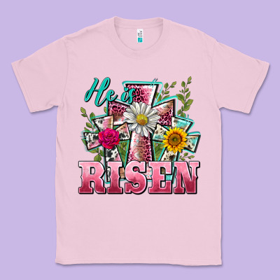 He Is Risen Cross Easter Classic Tee Designed By Barkaloodesign