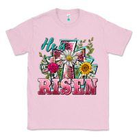 Bubblegum Pink he is risen cross easter Classic Tee - BarkalooDesign
