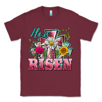 Burgundy he is risen cross easter Classic Tee - BarkalooDesign