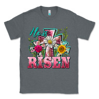 Charcoal Heather he is risen cross easter Classic Tee - BarkalooDesign