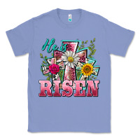 Colony Blue he is risen cross easter Classic Tee - BarkalooDesign