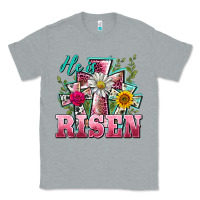 Heather Grey he is risen cross easter Classic Tee - BarkalooDesign