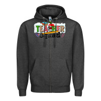 Charcoal Heather teacher squad Zipper Hoodie - NancyCooperArtShop