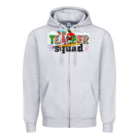 Heather Grey teacher squad Zipper Hoodie - NancyCooperArtShop