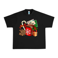 Black Christmas hot chocolate cup with gift and letters Urban Heavy Tee - AdoDesignShop