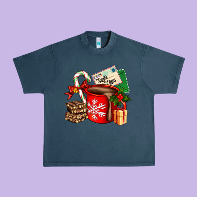 Christmas Hot Chocolate Cup With Gift And Letters Urban Heavy Tee Designed By Adodesignshop