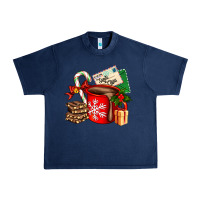Navy Christmas hot chocolate cup with gift and letters Urban Heavy Tee - AdoDesignShop